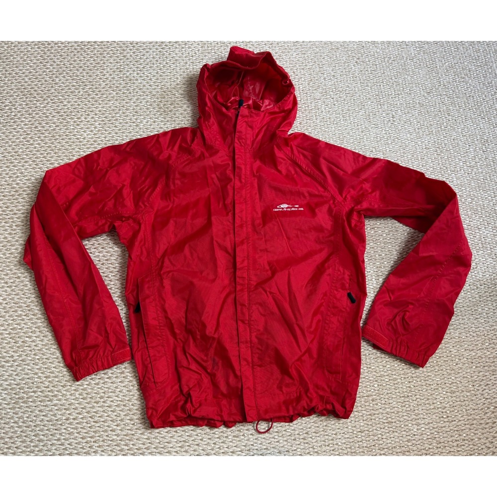 Grundens Gage Weather Watch Jacket Mens Small Red Hooded Rain Shell sailing